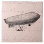 ヴィンテージの軟式小型飛行船の古いツェッペリン型飛行船のレトロの熱気の気球 タイル (正面)