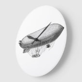 ヴィンテージの軟式小型飛行船の古いツェッペリン型飛行船のレトロの熱気の気球 ラージ壁時計 (傾斜)