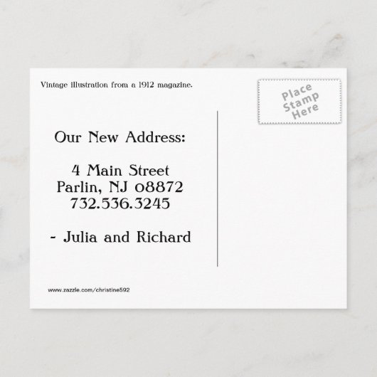 ヴィンテージの転居住所はがきテンプレート 案内ポストカード (裏面)