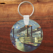 ヴィンテージの輸送と旅行の船 蒸気船 キーホルダー (正面)
