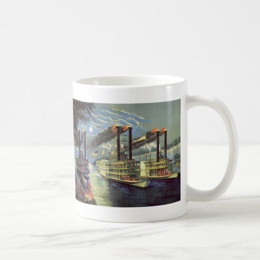 ヴィンテージの輸送と旅行の船 蒸気船 コーヒーマグカップ (右)