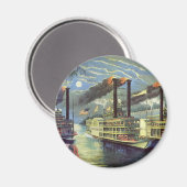 ヴィンテージの輸送と旅行の船 蒸気船 マグネット (正面/裏面)