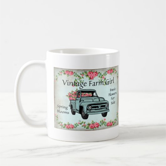 ヴィンテージの農場で働く女性の国のノスタルジックなコーヒー・マグ コーヒーマグカップ (左)