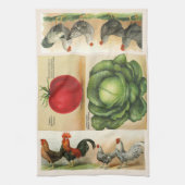 ヴィンテージの農場のイラストレーション: 居心地のよい国スタイル キッチンタオル (縦)
