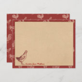 ヴィンテージの農場のオンドリのパーソナライズで平らなメッセージカード ノートカード (正面/裏面)