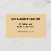 ヴィンテージの農場トラクター装置 名刺 (裏面)