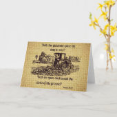 ヴィンテージの農家の挨拶状の聖書の詩 カード (黄色い花)