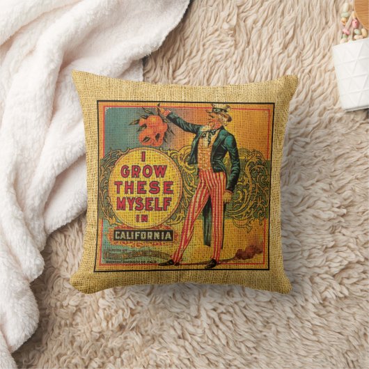 ヴィンテージの農産物のラベルのHarveyの果樹園のオレンジ クッション (ブランケット)