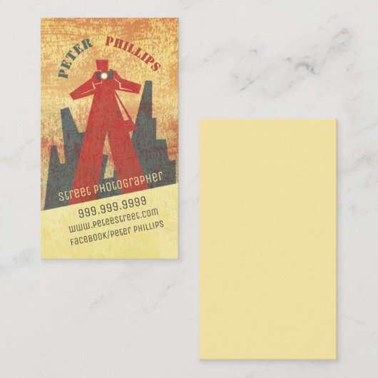 ヴィンテージの通りカメラマン 名刺 (正面/裏面)