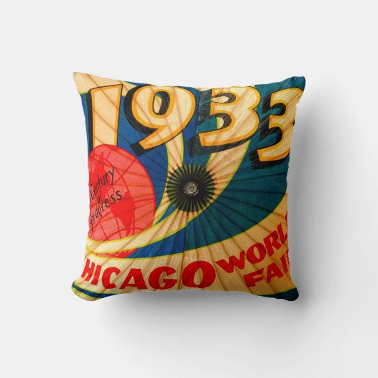 ヴィンテージの進歩の広告の1933年の万国博覧会世紀 クッション (正面)