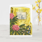 ヴィンテージの遅れて誕生日の野球の挨拶状 カード (黄色い花)