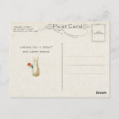 ヴィンテージの遊ブンニーがイースター詩とスイング中 ポストカード (裏面)