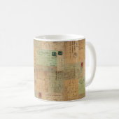 ヴィンテージの郵便はがきのコラージュ コーヒーマグカップ (正面右)