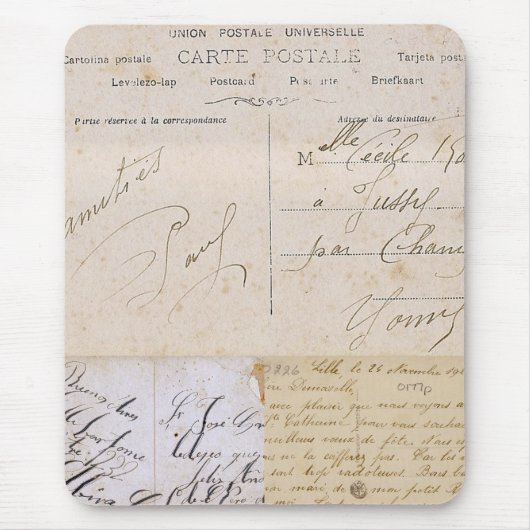 ヴィンテージの郵便はがきの手書きのマウスパッド マウスパッド (正面)