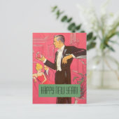 ヴィンテージの郵便はがきの明けましておめでとうの紳士のトースト シーズンポストカード (スタンド正面)