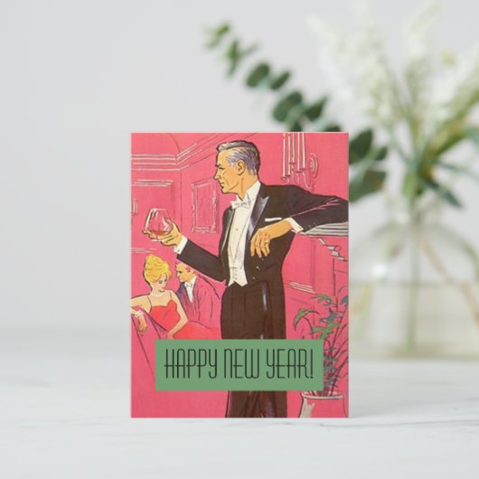 ヴィンテージの郵便はがきの明けましておめでとうの紳士のトースト シーズンポストカード (スタンド正面)