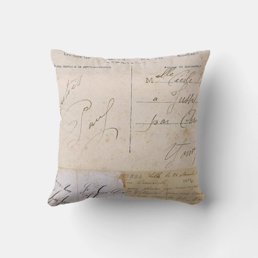 ヴィンテージの郵便はがきの枕 クッション (裏面)