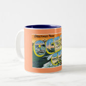 ヴィンテージの郵便はがきの海都市NJ ツートーンマグカップ (正面左)