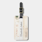 ヴィンテージの郵便はがきはVellumnをステッチしました ラゲッジタグ (正面縦)