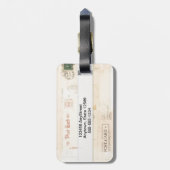 ヴィンテージの郵便はがきはVellumnをステッチしました ラゲッジタグ (裏面縦)