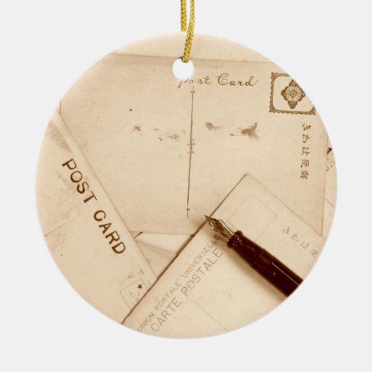 ヴィンテージの郵便はがき セラミックオーナメント (正面)