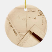 ヴィンテージの郵便はがき セラミックオーナメント (裏面)