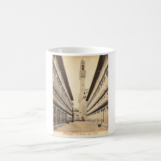 ヴィンテージの郵便はがき、フィレンツェIl柱廊玄関のdegli Uffizi コーヒーマグカップ (中央)
