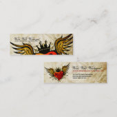 ヴィンテージの都市入れ墨によって飛ぶハートの名刺 スキニー名刺 (正面/裏面)