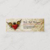 ヴィンテージの都市入れ墨によって飛ぶハートの名刺 スキニー名刺 (裏面)