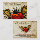 ヴィンテージの都市入れ墨によって飛ぶハートの名刺 名刺 (正面/裏面)