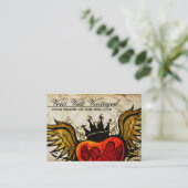 ヴィンテージの都市入れ墨によって飛ぶハートの名刺 名刺 (スタンド正面)