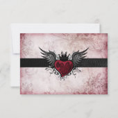 ヴィンテージの都市入れ墨によって飛ぶハートRSVPカード 出欠カード (裏面)