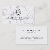 ヴィンテージの重ねケーキのロゴを大理石のベーカリー 名刺 (正面/裏面)