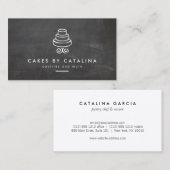 ヴィンテージの重ねケーキのロゴChalkboardベーカリー 名刺 (正面/裏面)