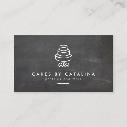 ヴィンテージの重ねケーキのロゴChalkboardベーカリー 名刺 (正面)