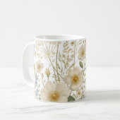 ヴィンテージの野の花の植物学的なパターン コーヒーマグカップ (正面左)