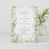 ヴィンテージの野の花の結婚式リハーサルディナー 招待状 (スタンド正面)