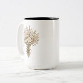 ヴィンテージの野の花の花束 ツートーンマグカップ (正面左)
