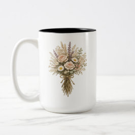 ヴィンテージの野の花の花束 ツートーンマグカップ