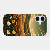 ヴィンテージの野の花の草原 iPhone 16ケース (裏面横)