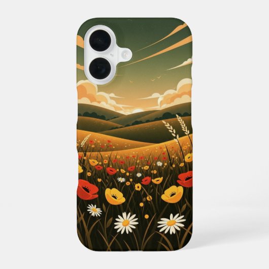 ヴィンテージの野の花の草原 iPhone 16ケース (裏面)