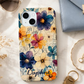 ヴィンテージの野の花 パープル&オレンジ オーダーメイド Case-Mate iPhoneケース