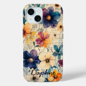 ヴィンテージの野の花 パープル&オレンジ オーダーメイド Case-Mate iPhoneケース (裏面)