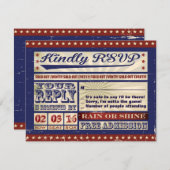 ヴィンテージの野球のバーの(ユダヤ教の)バル・ミツバーの招待状 出欠カード (正面/裏面)