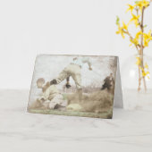 ヴィンテージの野球のプリントが付いている挨拶状 カード (黄色い花)