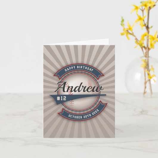 ヴィンテージの野球の誕生日の挨拶状 カード (黄色い花)