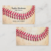 ヴィンテージの野球の赤いステッチは写真の上で閉まります 名刺 (正面/裏面)