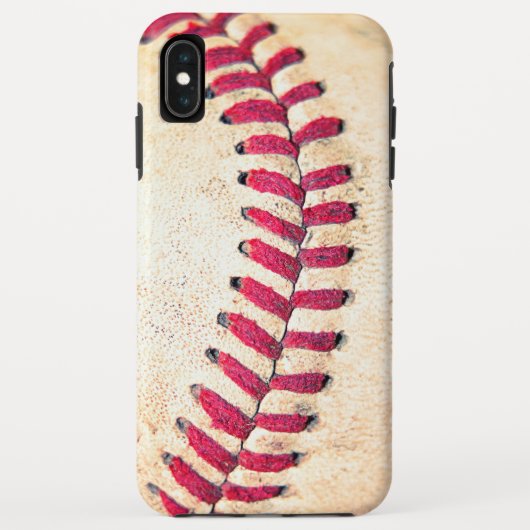 ヴィンテージの野球の赤いステッチは写真の上で閉まります Case-Mate iPhoneケース (裏面)
