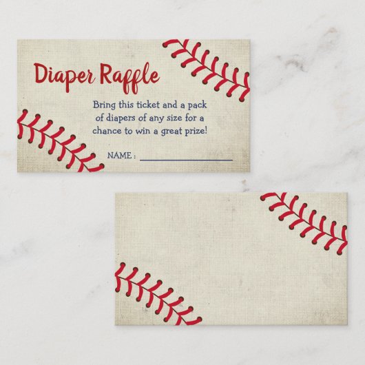 ヴィンテージの野球はベビーシャワーのおむつのラッフルを遊ばします エンクロージャーカード (正面/裏面)
