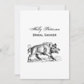 ヴィンテージの野生のイノシシの絵 BW #2 招待状 (正面)